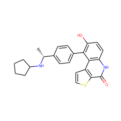 C[C@@H](NC1CCCC1)c1ccc(-c2c(O)ccc3[nH]c(=O)c4sccc4c23)cc1 ZINC000165329051