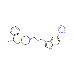 C[C@@H](NC1CCN(CCCc2c[nH]c3ccc(-n4cncn4)cc23)CC1)c1ccccc1 ZINC000013802567