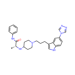 C[C@@H](NC1CCN(CCCc2c[nH]c3ccc(-n4cnnc4)cc23)CC1)C(=O)Nc1ccccc1 ZINC000027555570