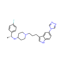 C[C@@H](NC1CCN(CCCc2c[nH]c3ccc(-n4cnnc4)cc23)CC1)c1ccc(F)cc1 ZINC000027556868