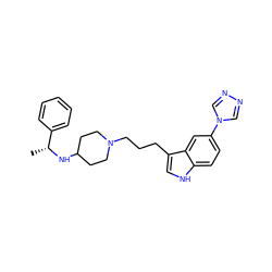 C[C@@H](NC1CCN(CCCc2c[nH]c3ccc(-n4cnnc4)cc23)CC1)c1ccccc1 ZINC000013765980