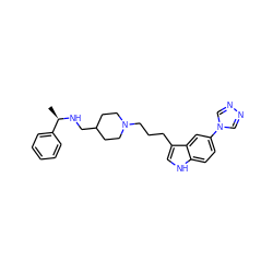 C[C@@H](NCC1CCN(CCCc2c[nH]c3ccc(-n4cnnc4)cc23)CC1)c1ccccc1 ZINC000013802600