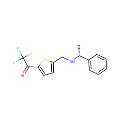 C[C@@H](NCc1ccc(C(=O)C(F)(F)F)s1)c1ccccc1 ZINC000029069612