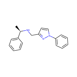 C[C@@H](NCc1ccn(-c2ccccc2)n1)c1ccccc1 ZINC000045261468