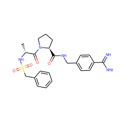 C[C@@H](NS(=O)(=O)Cc1ccccc1)C(=O)N1CCC[C@H]1C(=O)NCc1ccc(C(=N)N)cc1 ZINC000095571883