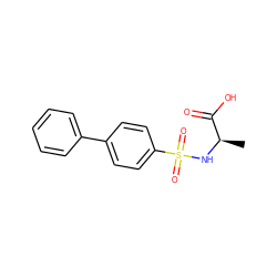 C[C@@H](NS(=O)(=O)c1ccc(-c2ccccc2)cc1)C(=O)O ZINC000028566132