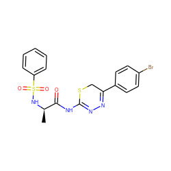 C[C@@H](NS(=O)(=O)c1ccccc1)C(=O)NC1=NN=C(c2ccc(Br)cc2)CS1 ZINC000013864145