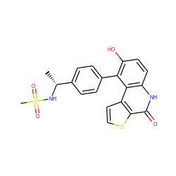 C[C@@H](NS(C)(=O)=O)c1ccc(-c2c(O)ccc3[nH]c(=O)c4sccc4c23)cc1 ZINC000204647156