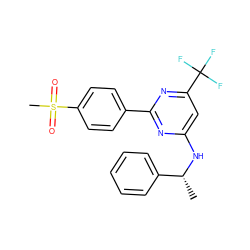 C[C@@H](Nc1cc(C(F)(F)F)nc(-c2ccc(S(C)(=O)=O)cc2)n1)c1ccccc1 ZINC000029131737