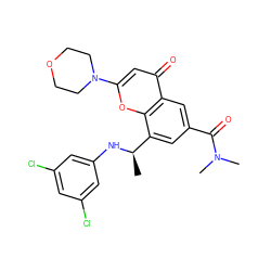 C[C@@H](Nc1cc(Cl)cc(Cl)c1)c1cc(C(=O)N(C)C)cc2c(=O)cc(N3CCOCC3)oc12 ZINC000116739514