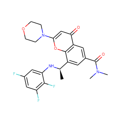 C[C@@H](Nc1cc(F)cc(F)c1F)c1cc(C(=O)N(C)C)cc2c(=O)cc(N3CCOCC3)oc12 ZINC000116737320