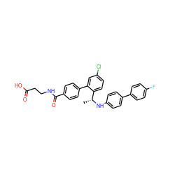 C[C@@H](Nc1ccc(-c2ccc(F)cc2)cc1)c1ccc(Cl)cc1-c1ccc(C(=O)NCCC(=O)O)cc1 ZINC000149015199