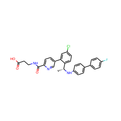 C[C@@H](Nc1ccc(-c2ccc(F)cc2)cc1)c1ccc(Cl)cc1-c1ccc(C(=O)NCCC(=O)O)nc1 ZINC000148084934