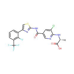 C[C@@H](Nc1ncc(C(=O)Nc2nc(-c3cccc(C(F)(F)F)c3F)cs2)cc1Cl)C(=O)O ZINC000034803098