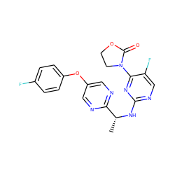 C[C@@H](Nc1ncc(F)c(N2CCOC2=O)n1)c1ncc(Oc2ccc(F)cc2)cn1 ZINC000142124873