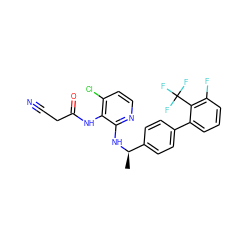 C[C@@H](Nc1nccc(Cl)c1NC(=O)CC#N)c1ccc(-c2cccc(F)c2C(F)(F)F)cc1 ZINC000013586351