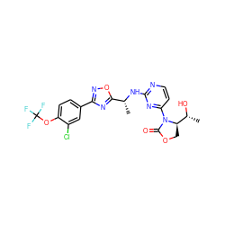 C[C@@H](Nc1nccc(N2C(=O)OC[C@@H]2[C@@H](C)O)n1)c1nc(-c2ccc(OC(F)(F)F)c(Cl)c2)no1 ZINC000217357706