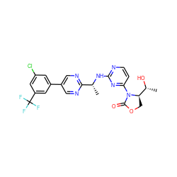 C[C@@H](Nc1nccc(N2C(=O)OC[C@@H]2[C@@H](C)O)n1)c1ncc(-c2cc(Cl)cc(C(F)(F)F)c2)cn1 ZINC000217348601