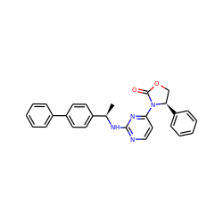 C[C@@H](Nc1nccc(N2C(=O)OC[C@H]2c2ccccc2)n1)c1ccc(-c2ccccc2)cc1 ZINC000142119674