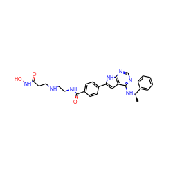 C[C@@H](Nc1ncnc2[nH]c(-c3ccc(C(=O)NCCNCCC(=O)NO)cc3)cc12)c1ccccc1 ZINC000138893610