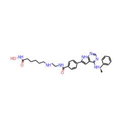 C[C@@H](Nc1ncnc2[nH]c(-c3ccc(C(=O)NCCNCCCCCC(=O)NO)cc3)cc12)c1ccccc1 ZINC000138901010