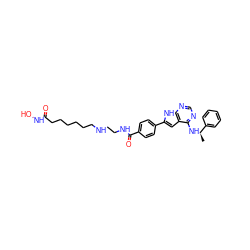 C[C@@H](Nc1ncnc2[nH]c(-c3ccc(C(=O)NCCNCCCCCCC(=O)NO)cc3)cc12)c1ccccc1 ZINC000043195192