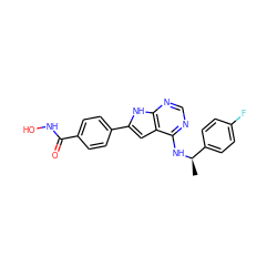 C[C@@H](Nc1ncnc2[nH]c(-c3ccc(C(=O)NO)cc3)cc12)c1ccc(F)cc1 ZINC000138912416