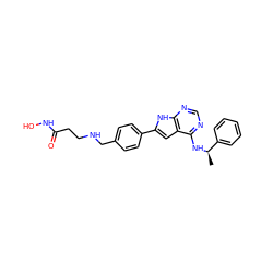 C[C@@H](Nc1ncnc2[nH]c(-c3ccc(CNCCC(=O)NO)cc3)cc12)c1ccccc1 ZINC000138955473