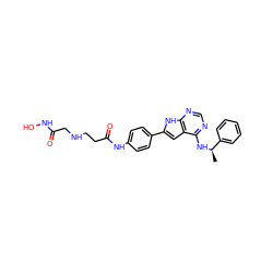 C[C@@H](Nc1ncnc2[nH]c(-c3ccc(NC(=O)CCNCC(=O)NO)cc3)cc12)c1ccccc1 ZINC000202303699