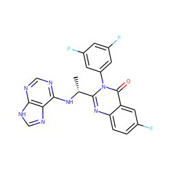 C[C@@H](Nc1ncnc2[nH]cnc12)c1nc2ccc(F)cc2c(=O)n1-c1cc(F)cc(F)c1 ZINC000113648856