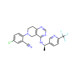 C[C@@H](Nc1ncnc2c1CN(c1ccc(Cl)cc1C#N)CC2)c1ccc(C(F)(F)F)nc1 ZINC000148652293