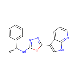 C[C@@H](Nc1nnc(-c2c[nH]c3ncccc23)o1)c1ccccc1 ZINC000103245746