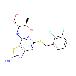 C[C@@H](O)[C@@H](CO)Nc1nc(SCc2cccc(F)c2F)nc2nc(N)sc12 ZINC000028820714