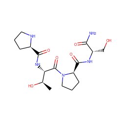 C[C@@H](O)[C@H](NC(=O)[C@H]1CCCN1)C(=O)N1CCC[C@@H]1C(=O)N[C@@H](CO)C(N)=O ZINC000026482843