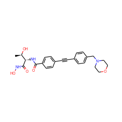 C[C@@H](O)[C@H](NC(=O)c1ccc(C#Cc2ccc(CN3CCOCC3)cc2)cc1)C(=O)NO ZINC000029049396