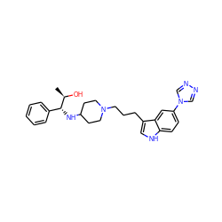 C[C@@H](O)[C@H](NC1CCN(CCCc2c[nH]c3ccc(-n4cnnc4)cc23)CC1)c1ccccc1 ZINC000013802553