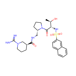 C[C@@H](O)[C@H](NS(=O)(=O)c1ccc2ccccc2c1)C(=O)N1CCC[C@H]1CNC(=O)[C@H]1CCCN(C(=N)N)C1 ZINC000027442009