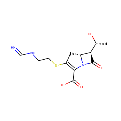 C[C@@H](O)[C@H]1C(=O)N2C(C(=O)O)=C(SCCNC=N)C[C@H]12 ZINC000004097225