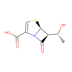 C[C@@H](O)[C@H]1C(=O)N2C(C(=O)O)=CS[C@@H]12 ZINC000042966628