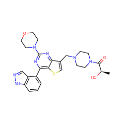 C[C@@H](O)C(=O)N1CCN(Cc2csc3c(-c4cccc5[nH]ncc45)nc(N4CCOCC4)nc23)CC1 ZINC000205717192