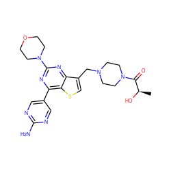 C[C@@H](O)C(=O)N1CCN(Cc2csc3c(-c4cnc(N)nc4)nc(N4CCOCC4)nc23)CC1 ZINC000205714970