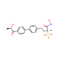 C[C@@H](O)C(=O)c1ccc(-c2ccc(CC[C@@](C)(C(=O)NO)S(C)(=O)=O)cc2)cc1 ZINC000169686434