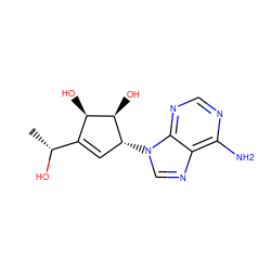 C[C@@H](O)C1=C[C@@H](n2cnc3c(N)ncnc32)[C@H](O)[C@@H]1O ZINC000003802230