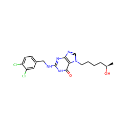 C[C@@H](O)CCCCn1cnc2nc(NCc3ccc(Cl)c(Cl)c3)[nH]c(=O)c21 ZINC000028346712