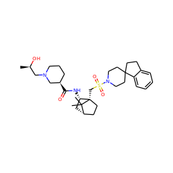 C[C@@H](O)CN1CCC[C@@H](C(=O)N[C@H]2C[C@H]3CC[C@@]2(CS(=O)(=O)N2CCC4(CCc5ccccc54)CC2)C3(C)C)C1 ZINC000253685751