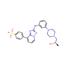 C[C@@H](O)CN1CCN(c2cccc(Nc3nc4c(-c5ccc(S(C)(=O)=O)cc5)cccn4n3)c2)CC1 ZINC000096169665