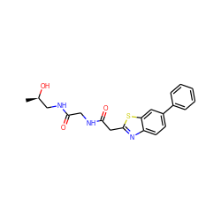 C[C@@H](O)CNC(=O)CNC(=O)Cc1nc2ccc(-c3ccccc3)cc2s1 ZINC000146216318