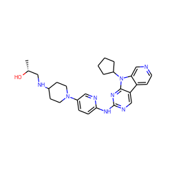 C[C@@H](O)CNC1CCN(c2ccc(Nc3ncc4c5ccncc5n(C5CCCC5)c4n3)nc2)CC1 ZINC000169706910