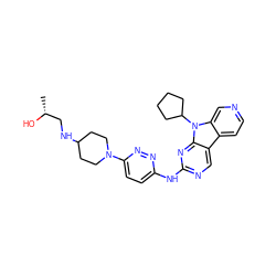 C[C@@H](O)CNC1CCN(c2ccc(Nc3ncc4c5ccncc5n(C5CCCC5)c4n3)nn2)CC1 ZINC000169706891