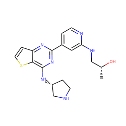 C[C@@H](O)CNc1cc(-c2nc(N[C@@H]3CCNC3)c3sccc3n2)ccn1 ZINC000223671437